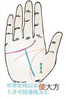 事业线由金星丘上升至情感线预示着什么？