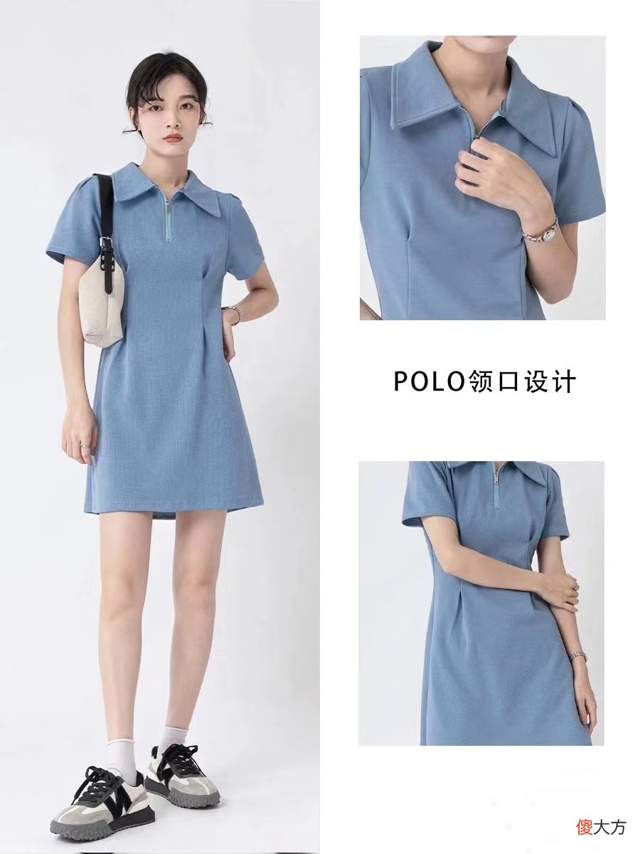 【就爱时尚】容易暴露身材的夏天，微胖姑娘要有一件“polo领”连衣裙，太遮肉