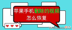 苹果手机删除的视频怎么恢复 苹果手机删除的视频怎样恢复
