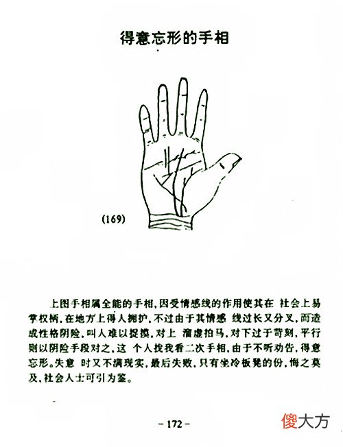 得意忘形的手相