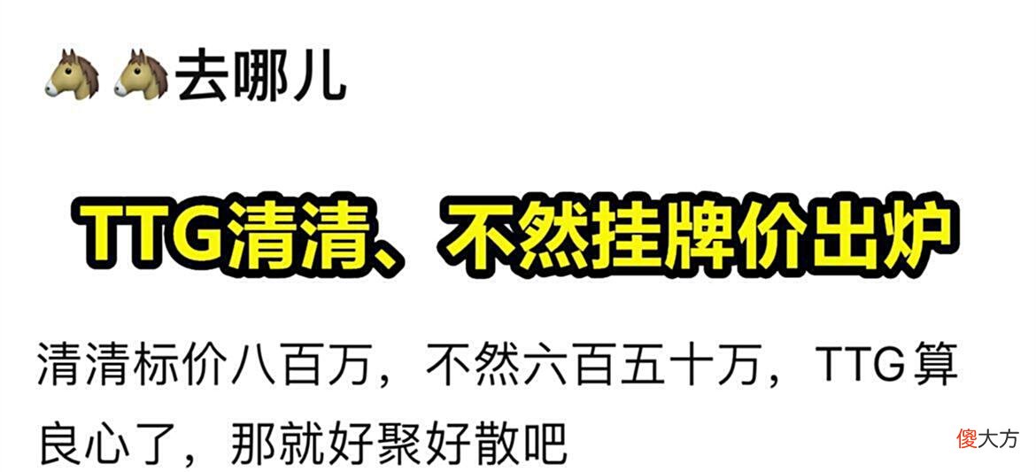 【游戏迷】TTG清清的挂牌价曝光，价格连AG都心动不已，可以买他来完善马核