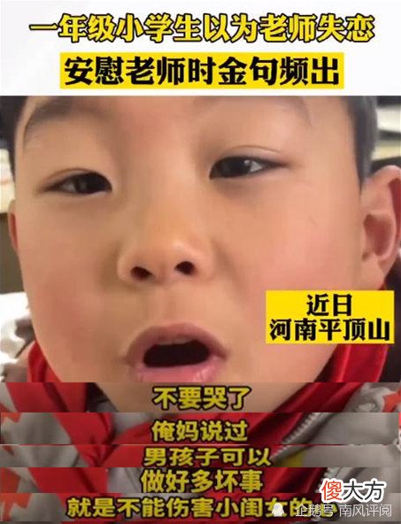 河南：误以为老师失恋，小学生安慰式传授道理，金句频出感动网友