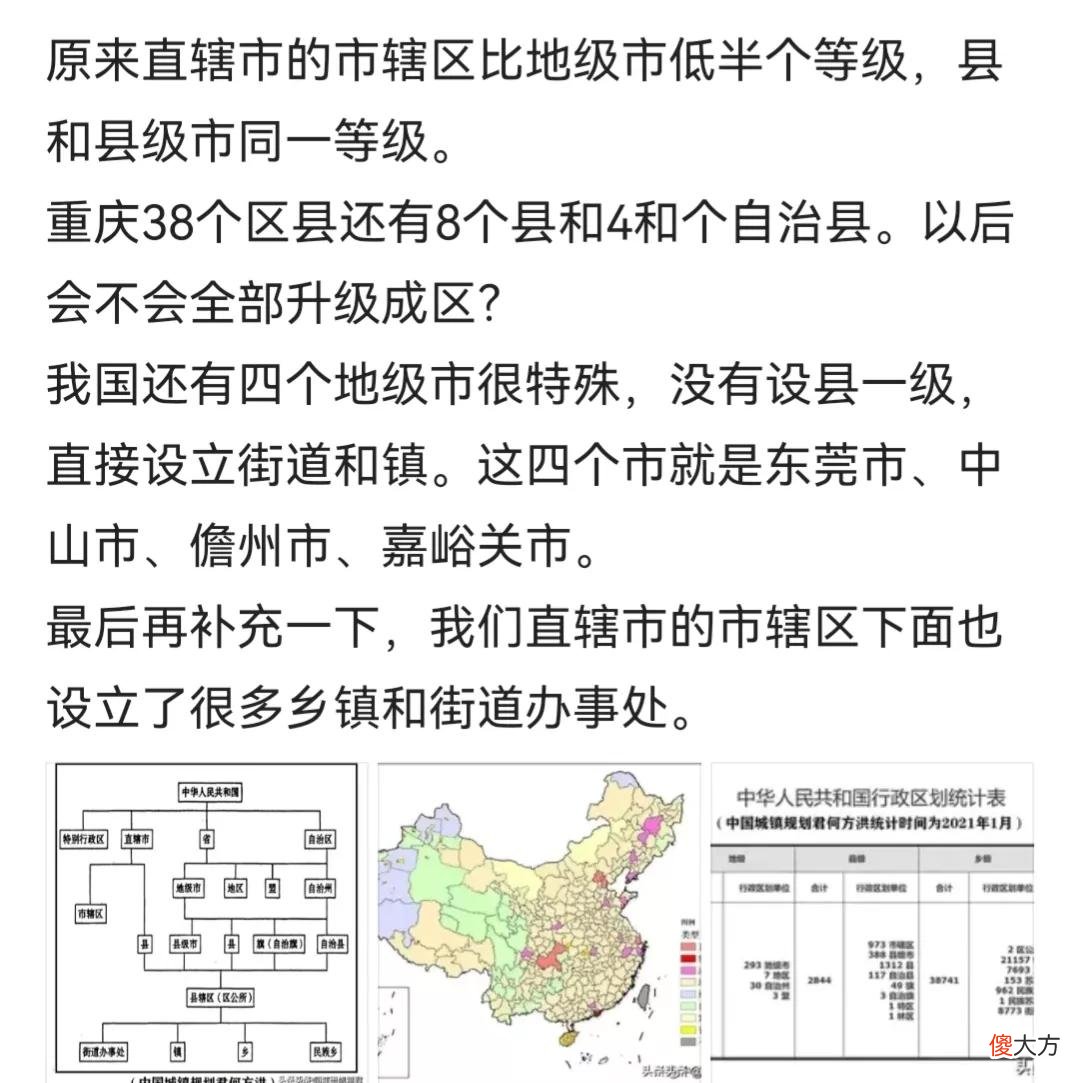 直辖市的市辖区县究竟是什么行政级别 直辖市下辖区县行政级别