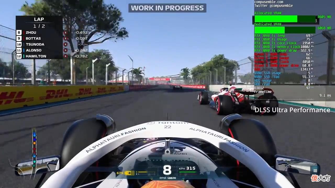 【游戏迷】3080Ti运行《F1 22》4K+DLSS光追演示 画面不错