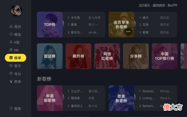 2021排名前3的电视听歌软件 2021听歌软件排行榜