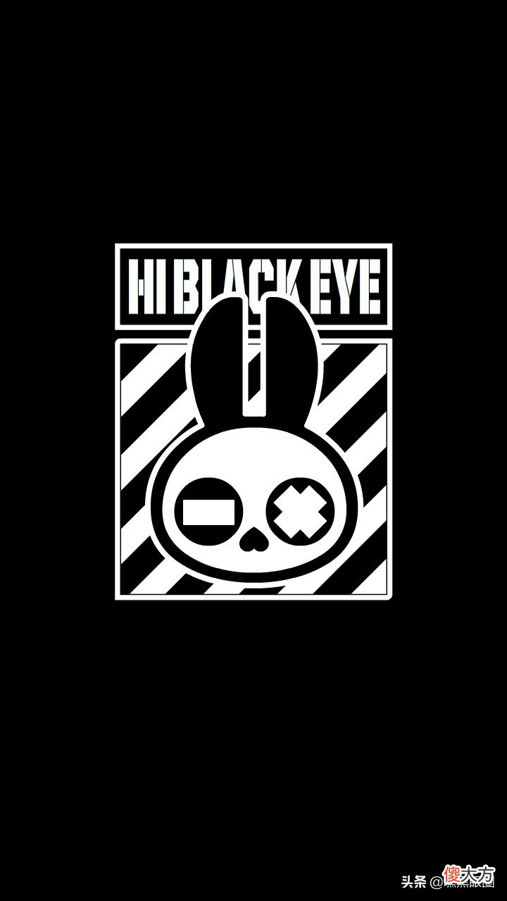 HI BLACK EYE(KULO STAR)潮牌十二生肖系列之卯兔纯黑手机壁纸