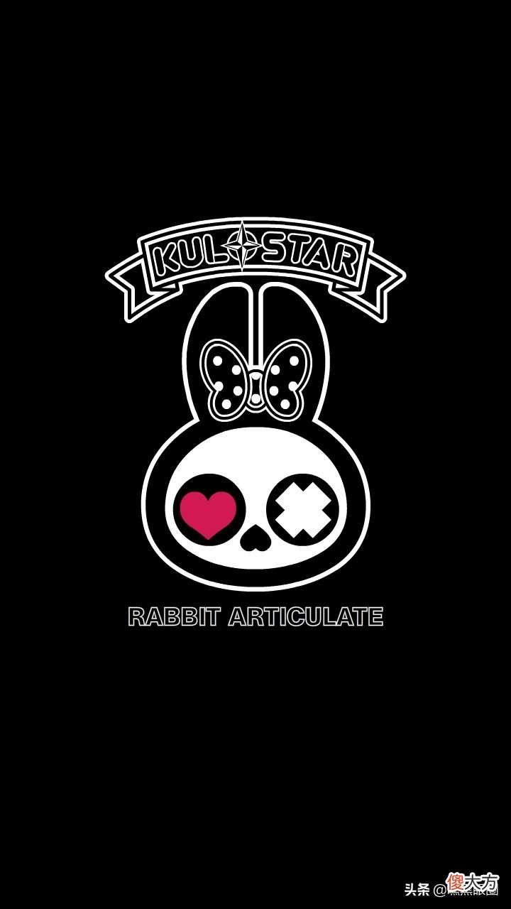HI BLACK EYE(KULO STAR)潮牌十二生肖系列之卯兔纯黑手机壁纸