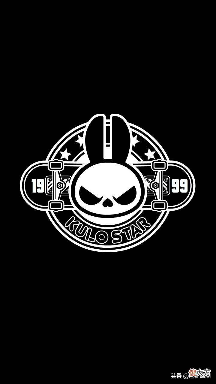 HI BLACK EYE(KULO STAR)潮牌十二生肖系列之卯兔纯黑手机壁纸
