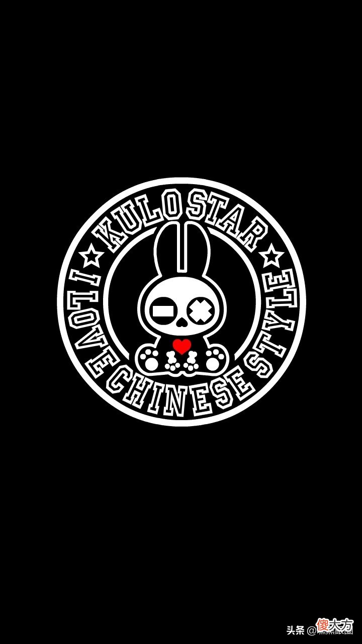 HI BLACK EYE(KULO STAR)潮牌十二生肖系列之卯兔纯黑手机壁纸