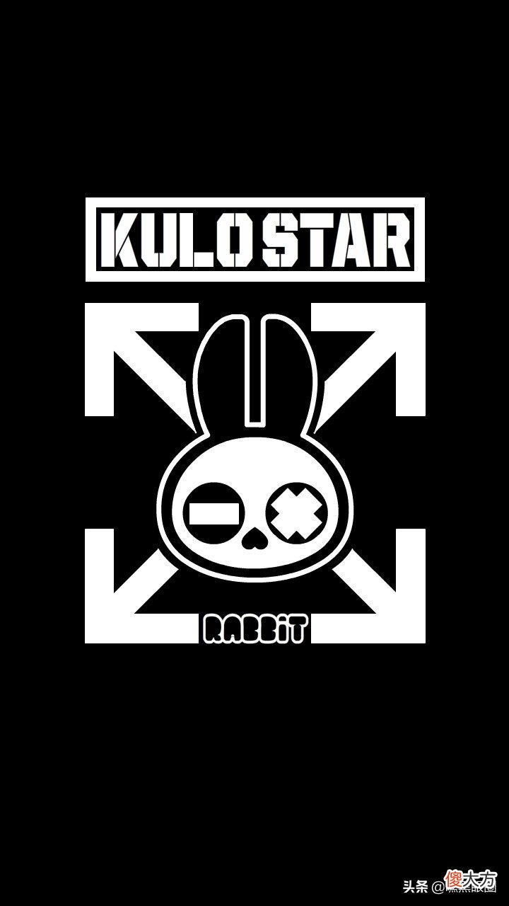 HI BLACK EYE(KULO STAR)潮牌十二生肖系列之卯兔纯黑手机壁纸