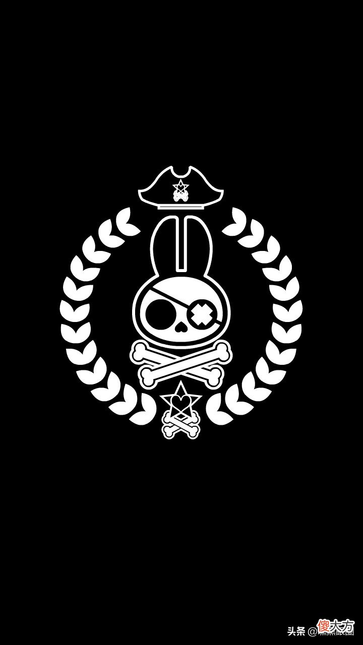 HI BLACK EYE(KULO STAR)潮牌十二生肖系列之卯兔纯黑手机壁纸