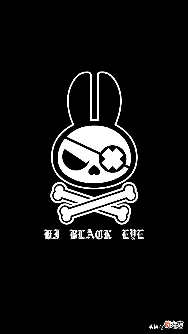 HI BLACK EYE(KULO STAR)潮牌十二生肖系列之卯兔纯黑手机壁纸