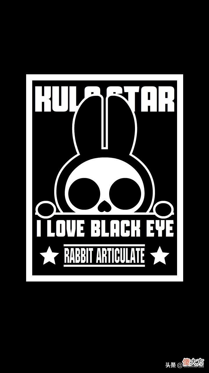 HI BLACK EYE(KULO STAR)潮牌十二生肖系列之卯兔纯黑手机壁纸