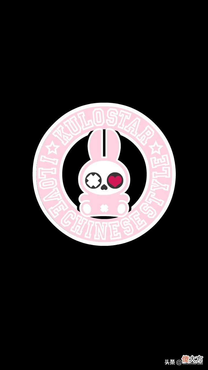 HI BLACK EYE(KULO STAR)潮牌十二生肖系列之卯兔纯黑手机壁纸