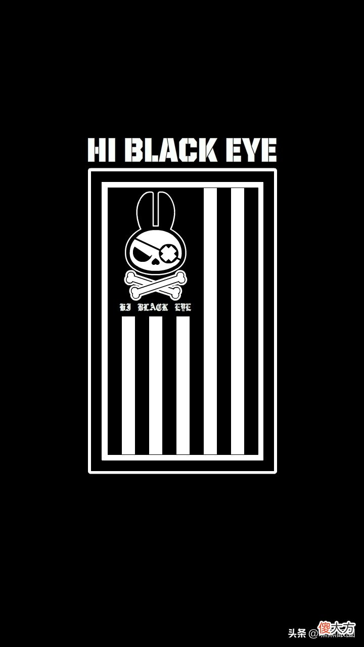 HI BLACK EYE(KULO STAR)潮牌十二生肖系列之卯兔纯黑手机壁纸