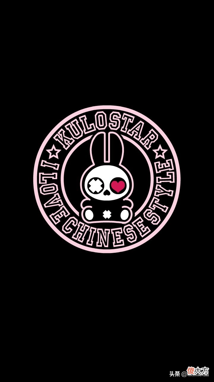 HI BLACK EYE(KULO STAR)潮牌十二生肖系列之卯兔纯黑手机壁纸