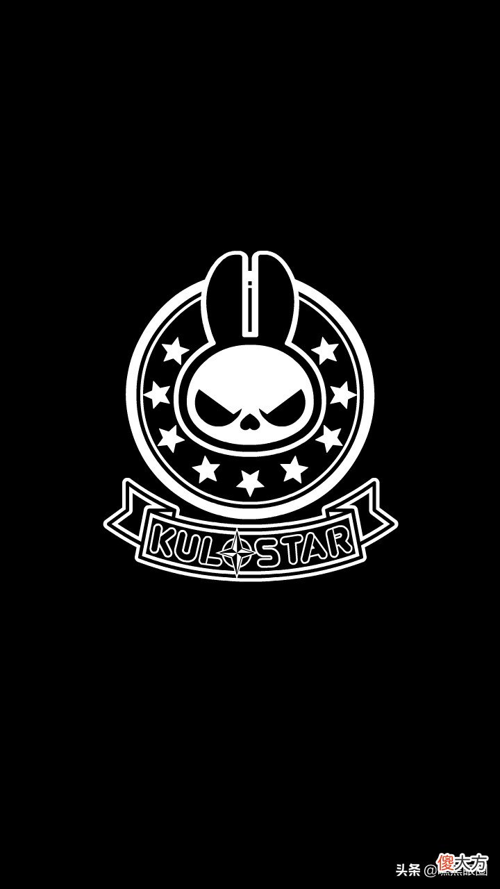 HI BLACK EYE(KULO STAR)潮牌十二生肖系列之卯兔纯黑手机壁纸