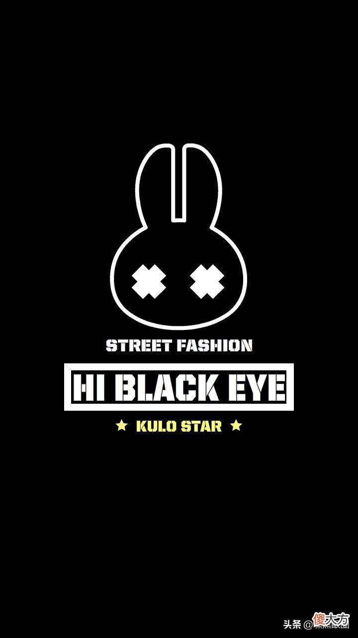 HI BLACK EYE(KULO STAR)潮牌十二生肖系列之卯兔纯黑手机壁纸