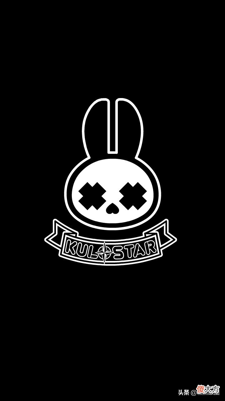 HI BLACK EYE(KULO STAR)潮牌十二生肖系列之卯兔纯黑手机壁纸