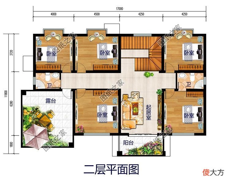 超火的农村大户型四开间户型图 四开间平房户型图