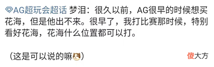 【游戏迷】梦泪:AG很早就想买花海,我打职业的时候就想买,什么位置都会