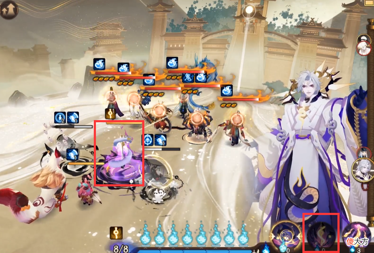 【游戏世界】阴阳师：SP大蛇建模一览，白毛紫瞳，6层buff解锁结界与终结技