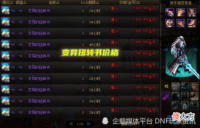 【游戏迷】DNF：5.10版本开服后，新魔盒可交易产物价格一览，武器模具200W金币