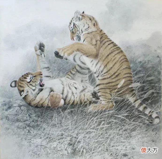 【时尚一点】工笔虎《嬉戏》设色步骤