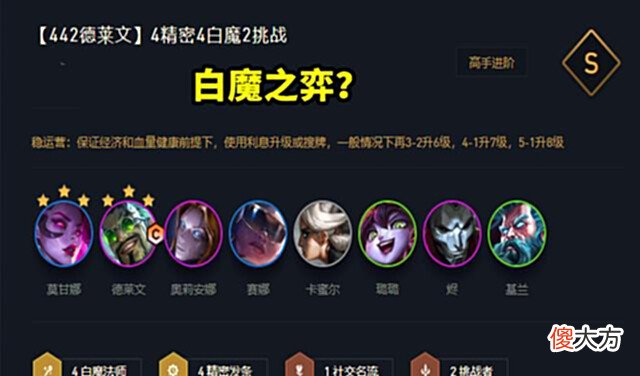 【游戏世界】云顶之弈:新版赌狼人再次登顶“T0”,成“442”德莱文最大克星