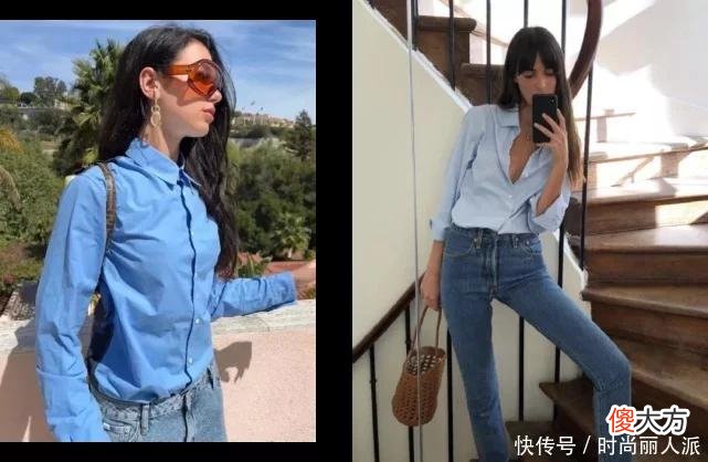 【就爱时尚】白衬衣终于不是我们的首选了！试一下蓝衬衣，几种穿搭技巧太好学