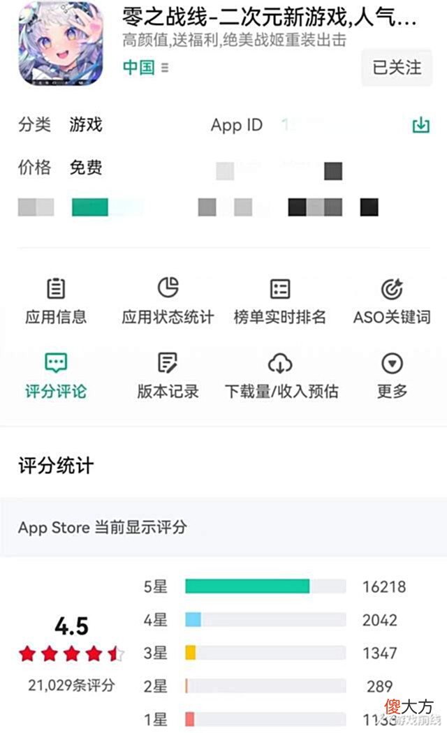 【游戏迷】二次元手游:零之战线口碑怎么样?1.6万人打分,平均分高达4.5