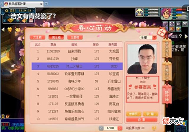 【游戏世界】梦幻西游:春心萌动男生榜前3确定,骑士老板自曝没钱主动退出!