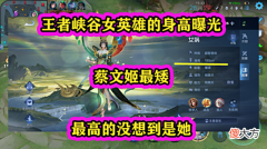 【游戏世界】王者峡谷女英雄的身高曝光，蔡文姬最矮，最高的没想到是她