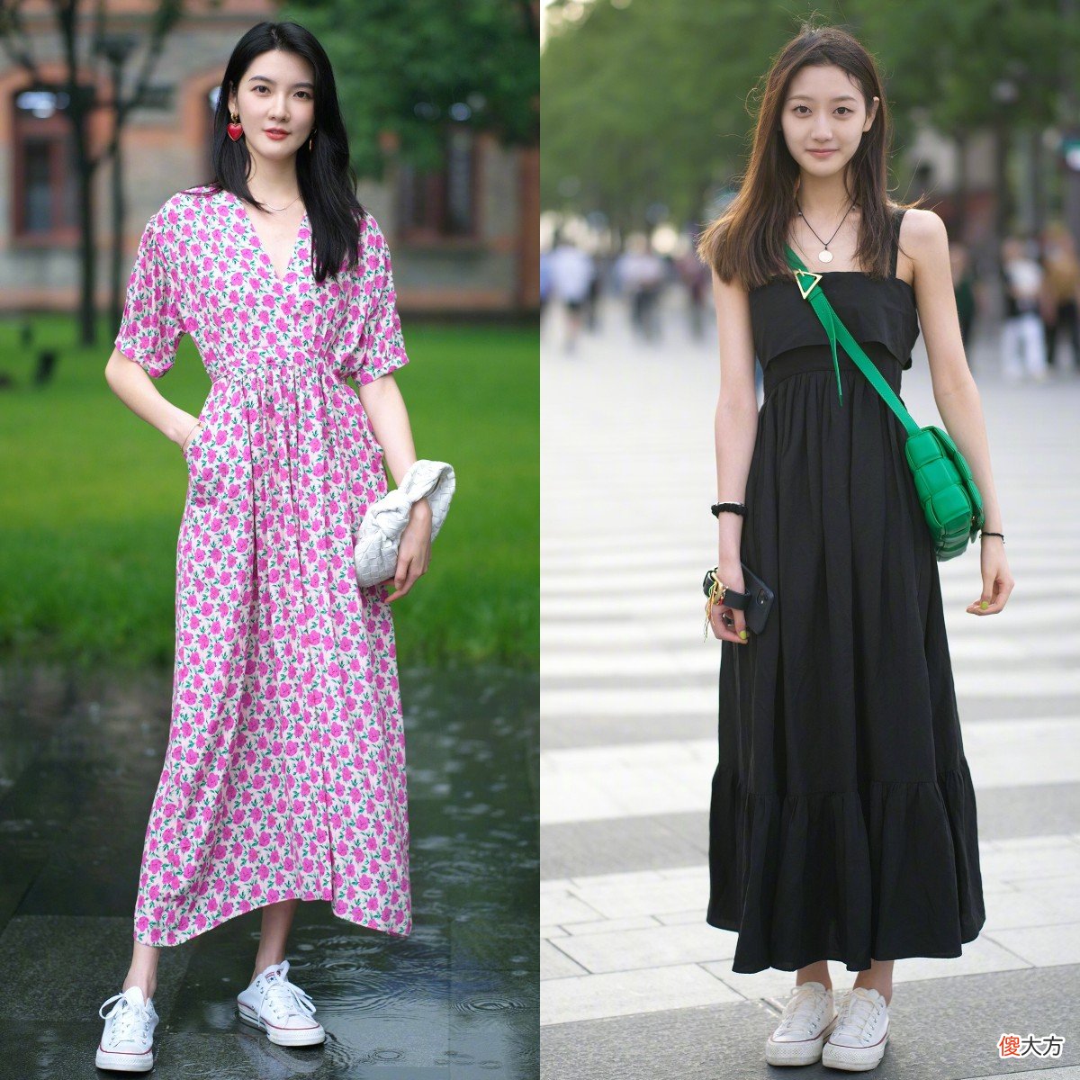 【时尚一点】讲真的，裙子下面别总穿高跟鞋了，今年流行：小白鞋＋裙子，很美
