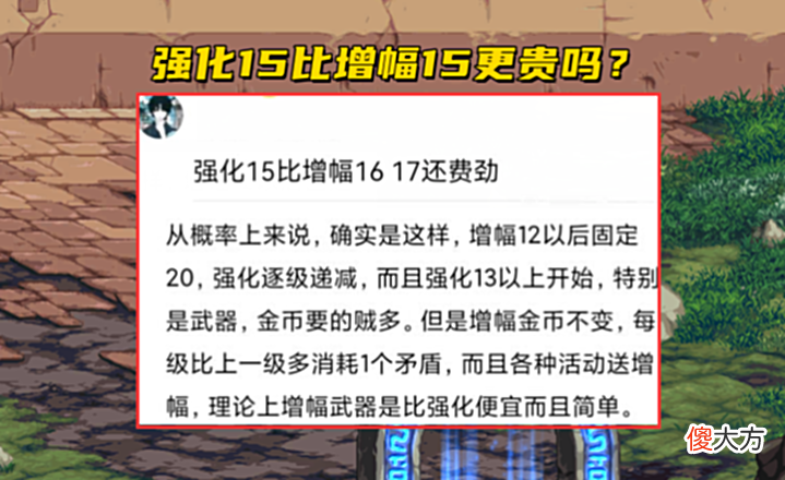 【游戏迷】DNF:强化15vs增幅15,哪个操作更贵?商人给出了最终答案