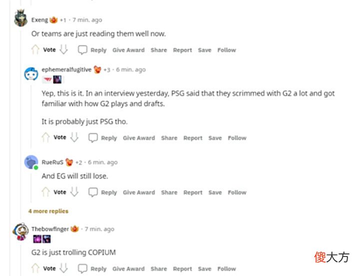 【游戏世界】[Reddit热议]Reddit评PSG双杀G2：求求你了，别再选卡莉斯塔了；G2在搞EG