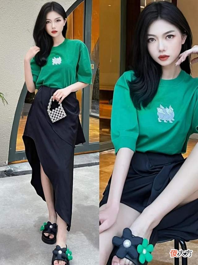 【时尚一点】夏季“黑绿”撞色穿搭简约又高级，属于谁穿谁好看系列，百分百宝藏