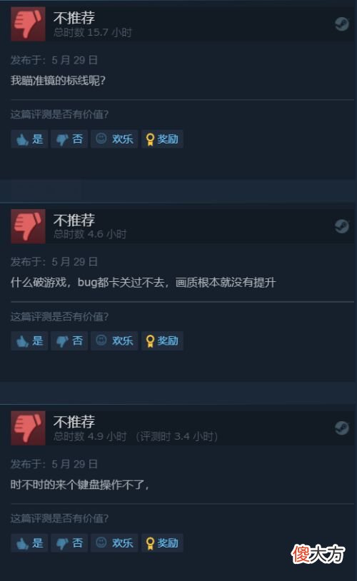 【游戏世界】《狙击精英5》steam评价回升至多半好评率70%