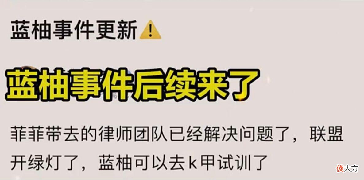 【游戏迷】蓝柚事件后续：老板菲菲带团队彻底解决问题，他可以去K甲试训了