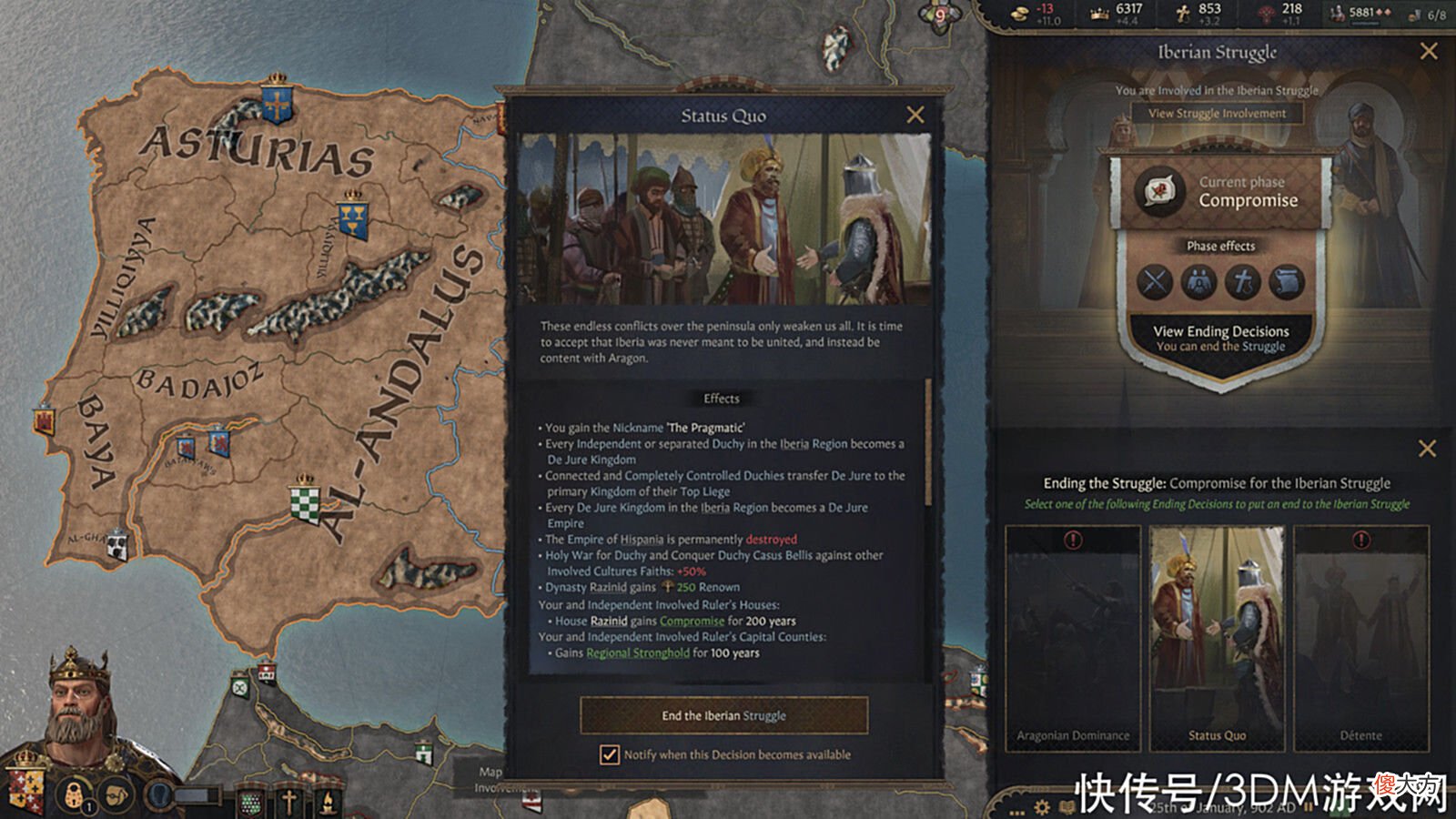 【游戏迷】《十字军之王3》DLC“伊比利亚的命运”发售Steam评价“特别好评”