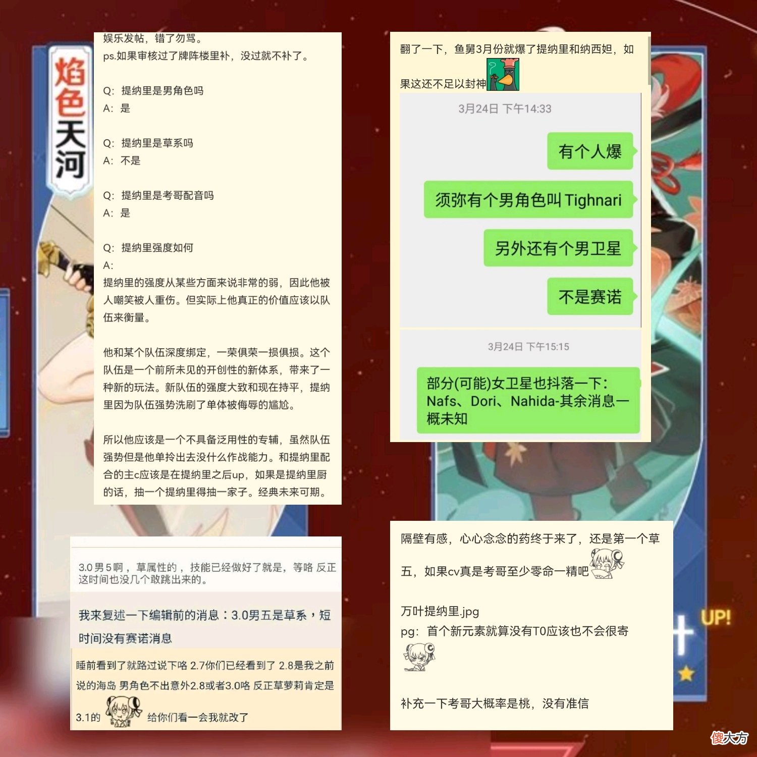 【游戏迷】原神资讯：提纳里是第一个草系男五星角色，纳西妲就是草神？