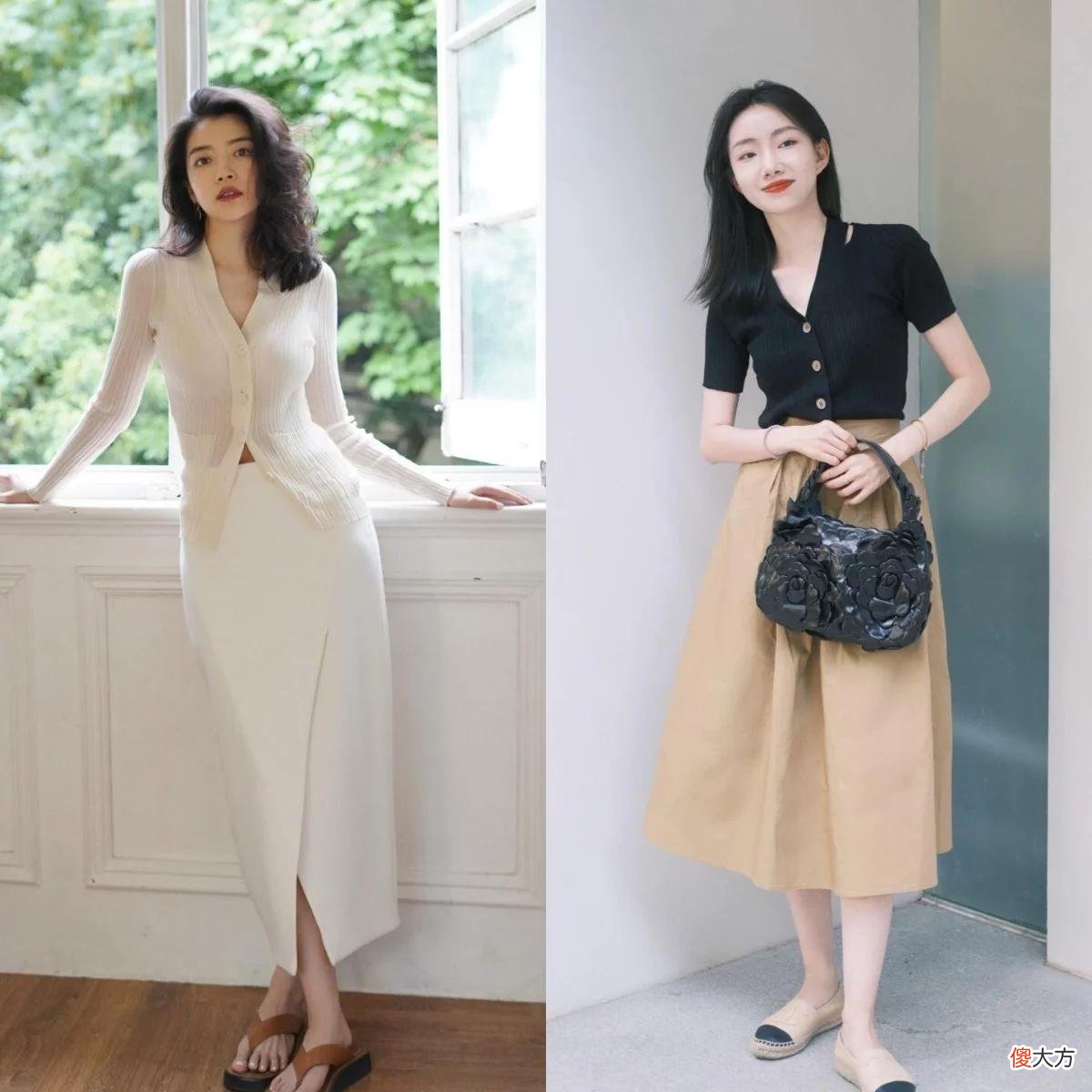 【时尚一点】女人不管年龄多大，夏季穿“薄针织衫+半身裙”，优雅到骨子里