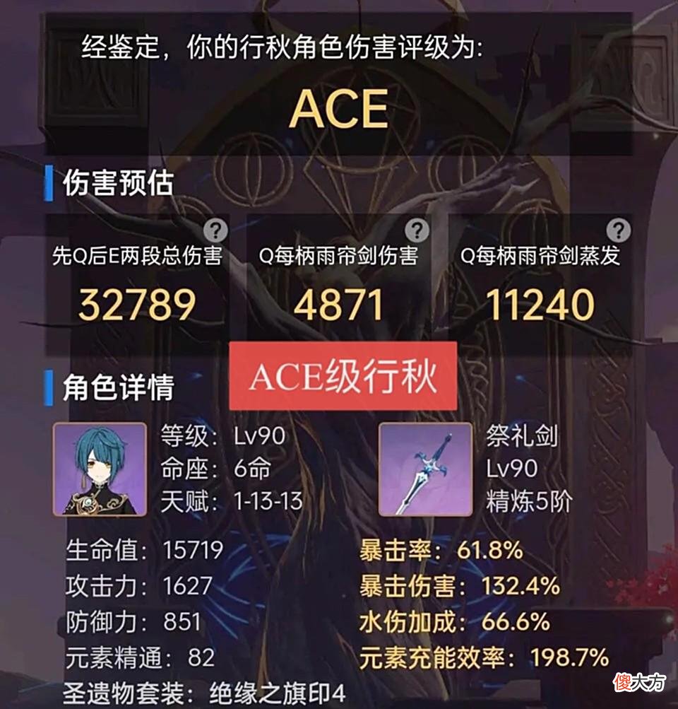 【游戏迷】原神：ACE级行秋VS西风弓夜兰，两者的大招伤害差距有点真实！
