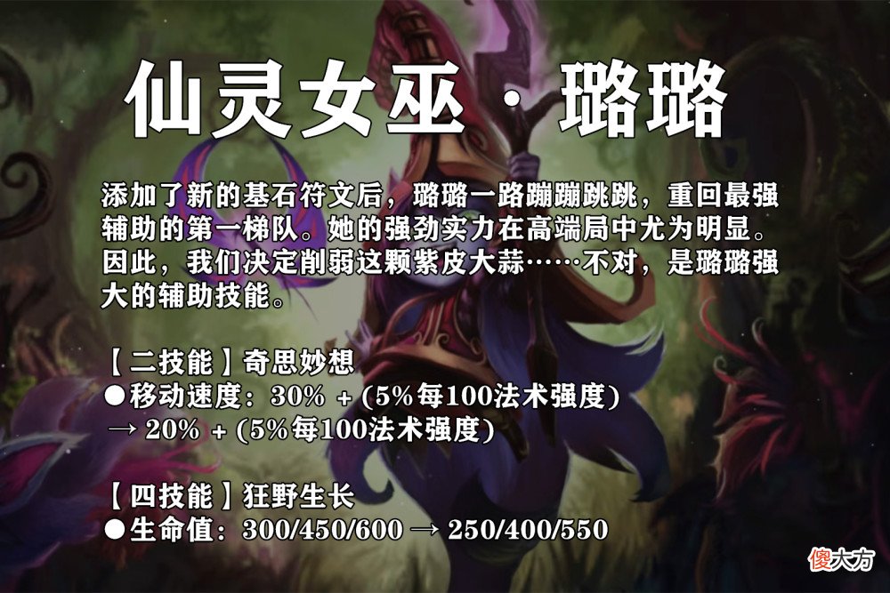 【游戏世界】英雄联盟手游：剑圣喜提增强，仙灵女巫璐璐惨遭削弱