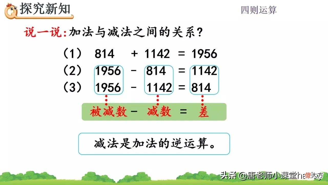 减法的意义和各部分之间的关系讲解 加减法的意义和各部分之间的关系