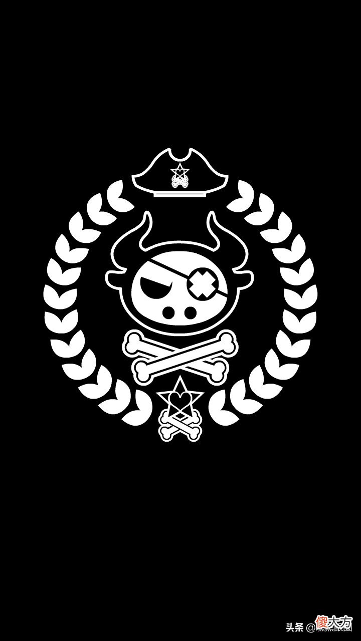 HI BLACK EYE(KULO STAR)潮牌十二生肖系列之丑牛纯黑手机壁纸