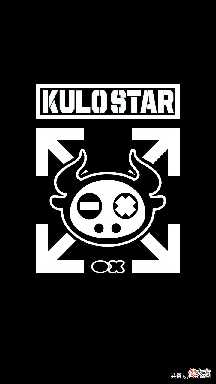 HI BLACK EYE(KULO STAR)潮牌十二生肖系列之丑牛纯黑手机壁纸