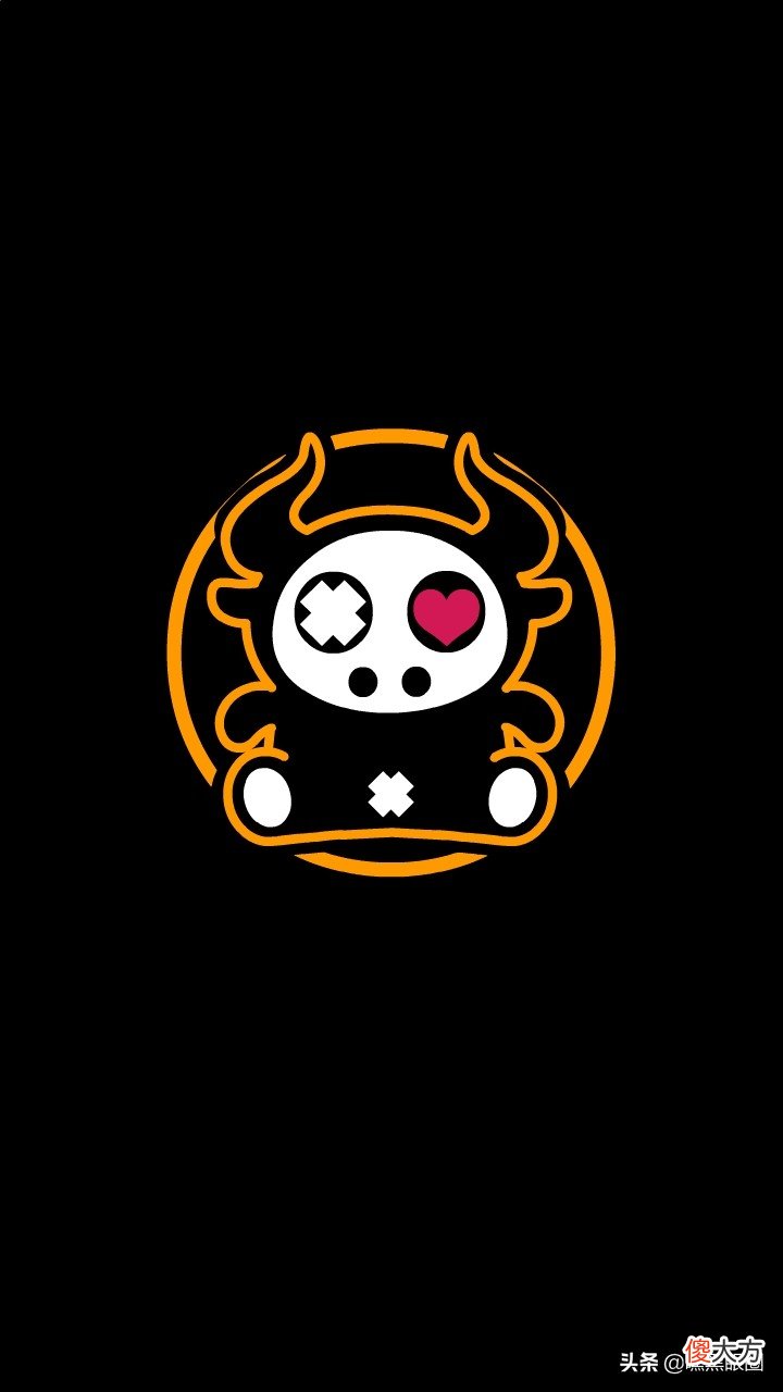 HI BLACK EYE(KULO STAR)潮牌十二生肖系列之丑牛纯黑手机壁纸
