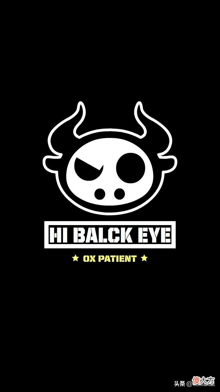 HI BLACK EYE(KULO STAR)潮牌十二生肖系列之丑牛纯黑手机壁纸