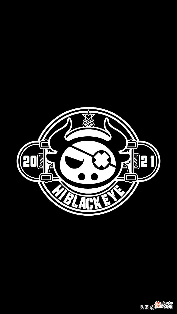HI BLACK EYE(KULO STAR)潮牌十二生肖系列之丑牛纯黑手机壁纸